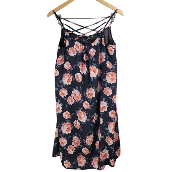 Navy & Pink Floral Slip Tank Dress Size M‎ - Picture 2 of 7